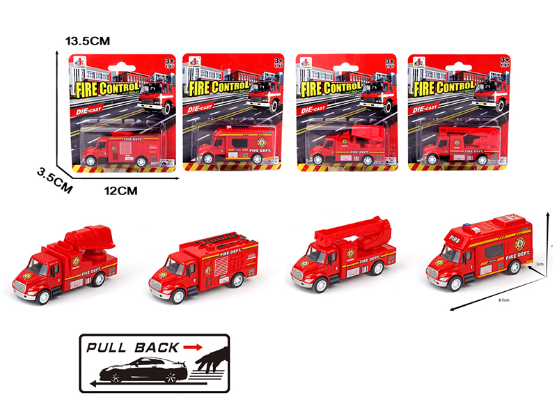 1:87 Pull Back Alloy Simulated Fire Engine