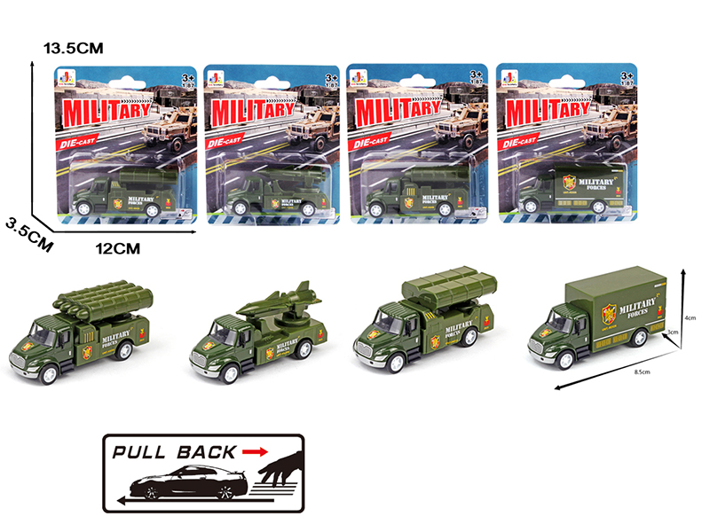 1:87 Pull Back Alloy Simulated Military Truck