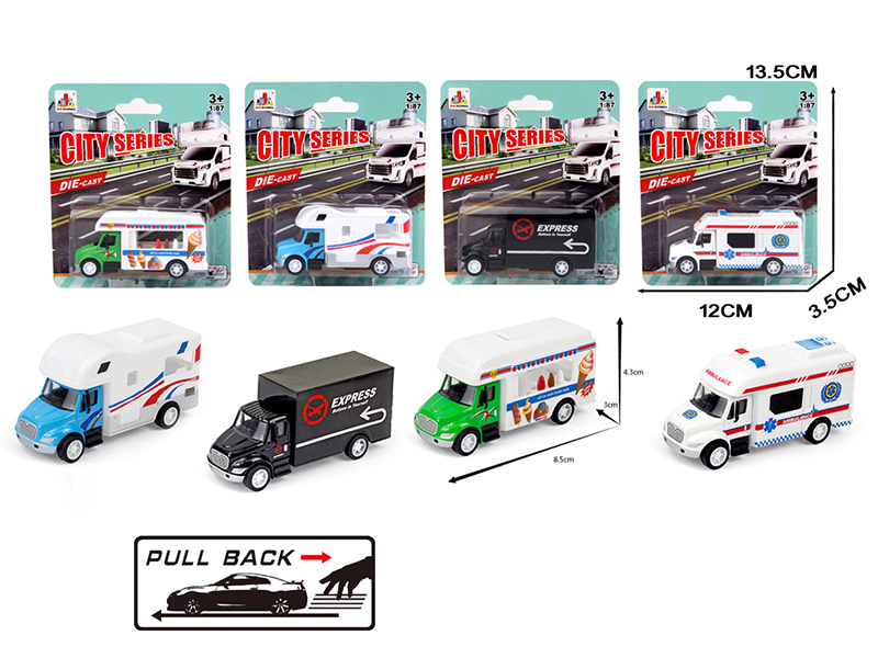 1:87 Pull Back Alloy Simulated City Car