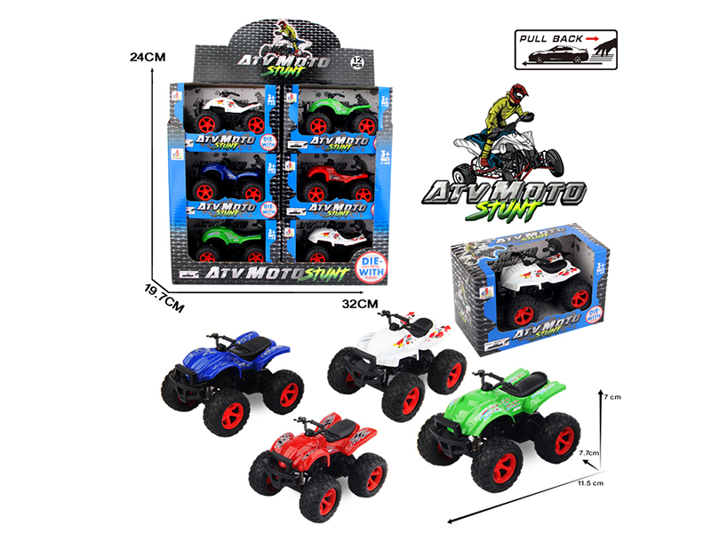 Pull Back Alloy ATV Motorcycle 12pcs