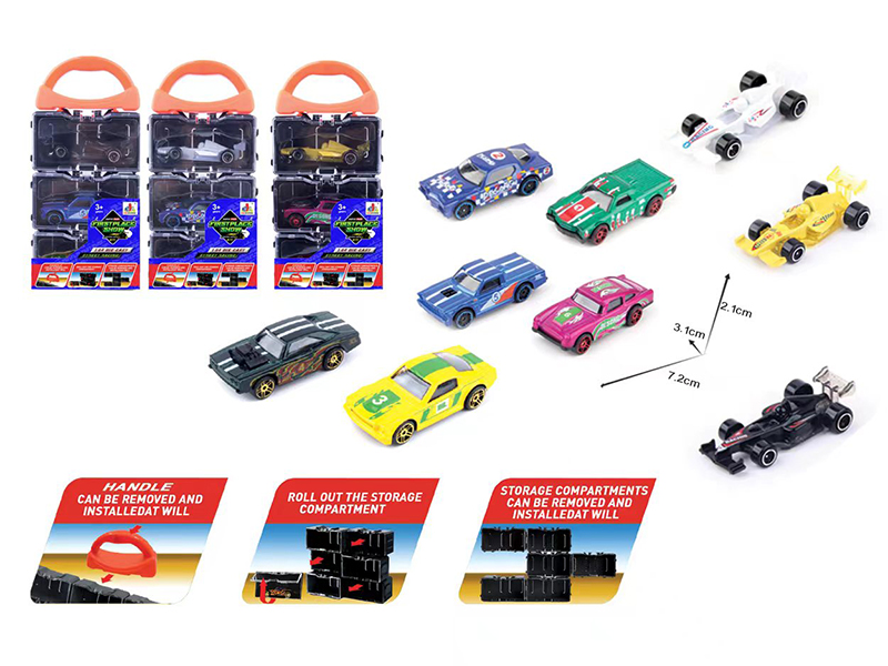 3pcs Slide Alloy Cars Storage Box