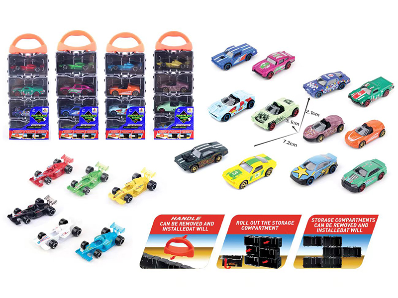 4pcs Slide Alloy Cars Storage Box