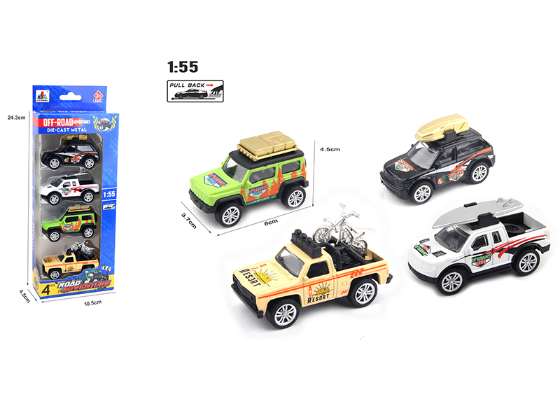 Pull Back Alloy Off-Road Vehicles 4pcs