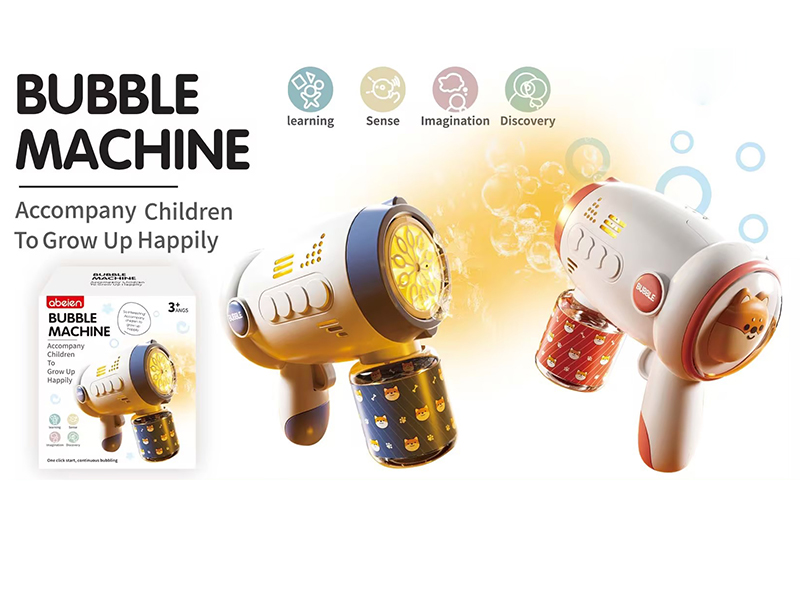 B/O Bubble Gun With Lights,1 Bottle Of 100ML Bubble Water