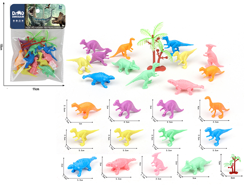 PVC Solid Color Dinosaur Set