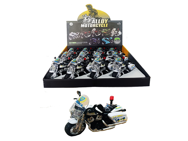 Pull Back Alloy Harley Police Motorcycle With Music 12pcs