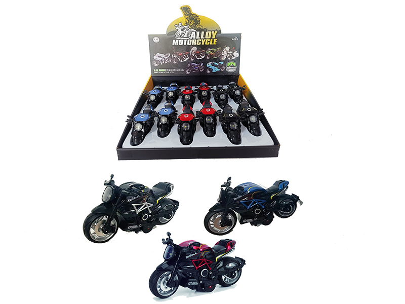 Pull Back Alloy Ghost Motorcycle With Music 12pcs