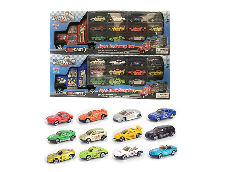 Container Truck With 12 Slide Alloy Small Cars