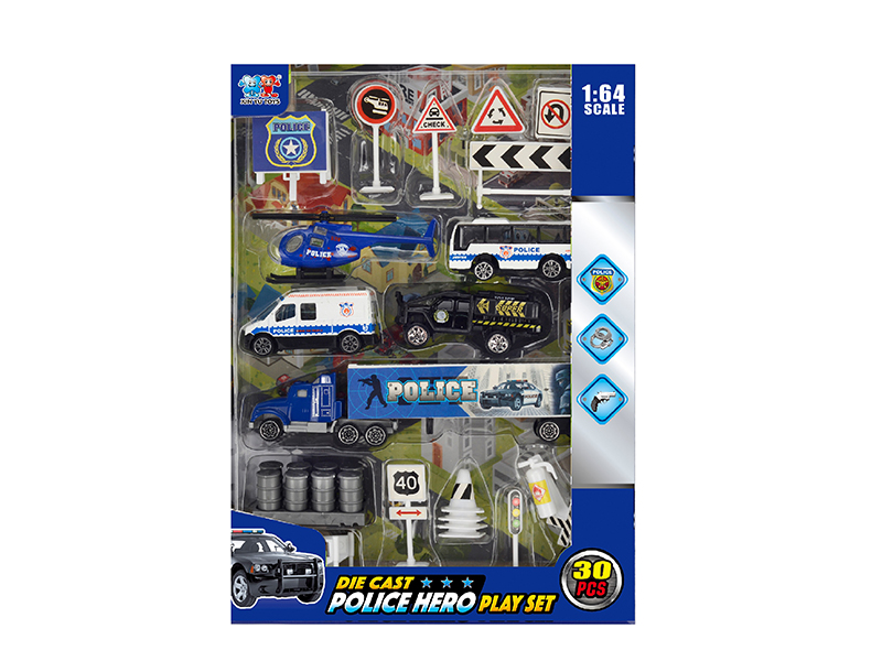 Alloy Police Car Combination 30pcs