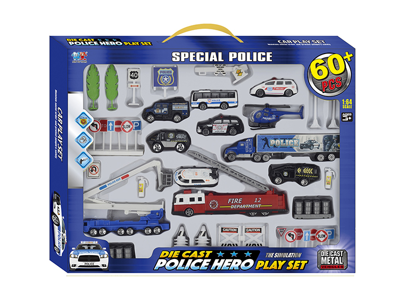 1:64 Alloy Police Car Play Set 60pcs