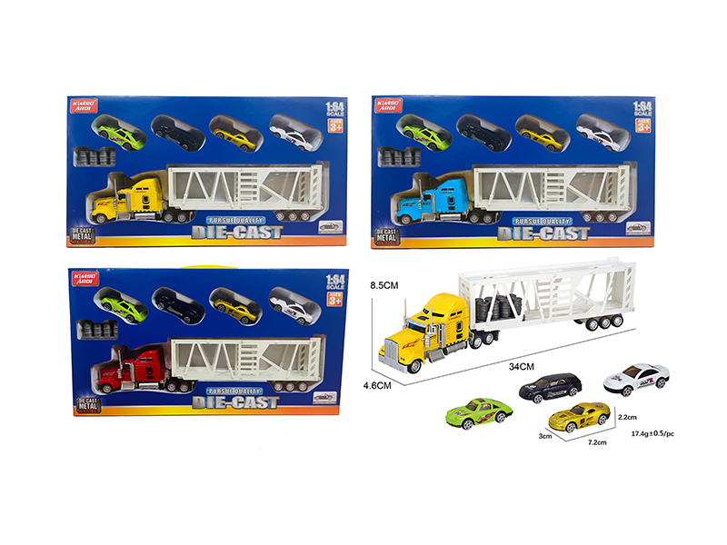 Friction Alloy Transport Truck With 4 Slide Cars