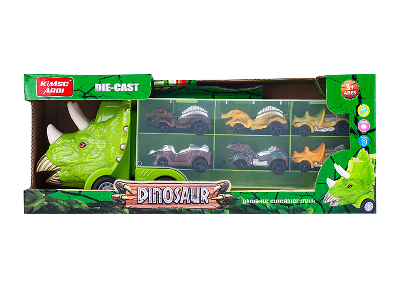 Dinosaur Container Truck With 6 Alloy Dinosaur Cars + Map