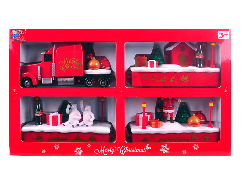 1:43 Slide Christmas Trailer With Sound And Lights 4pcs