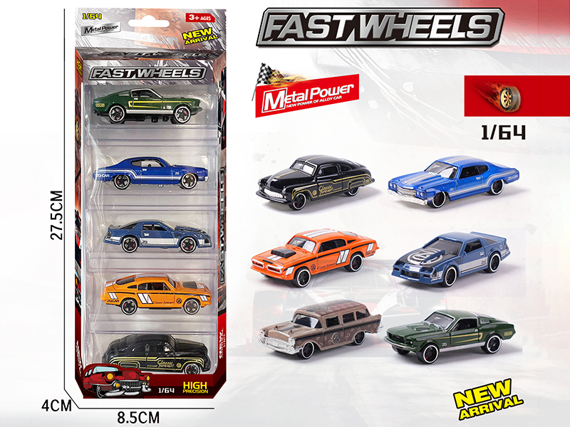 1:64 Slide Alloy Cars 5pcs