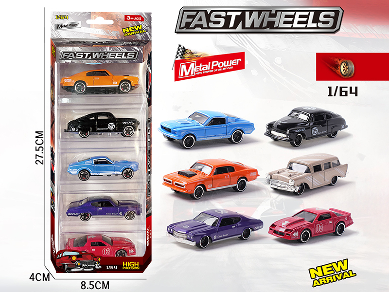 1:64 Slide Alloy Cars 5pcs