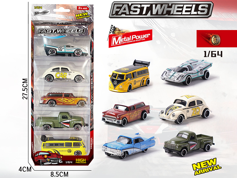 1:64 Slide Alloy Cars 5pcs