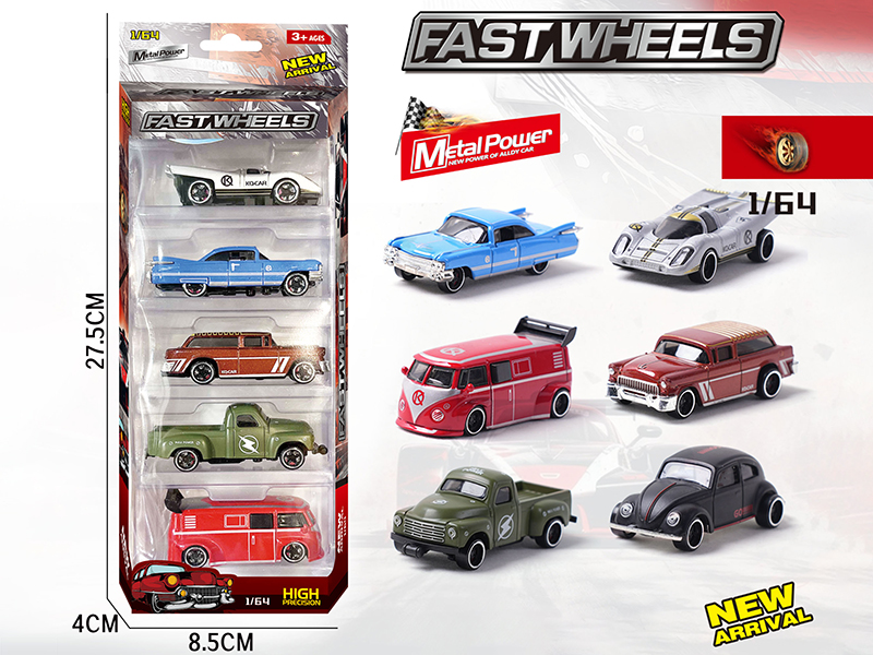 1:64 Slide Alloy Cars 5pcs