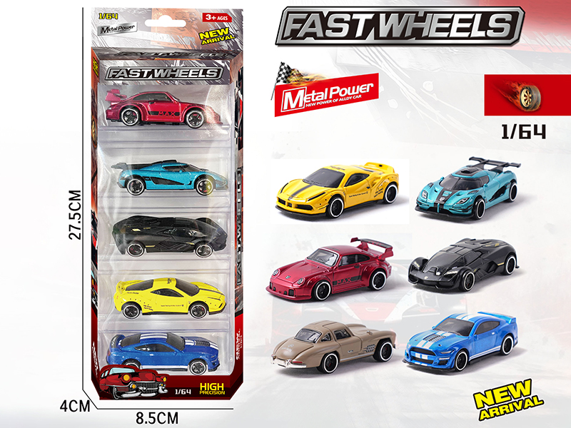 1:64 Slide Alloy Cars 5pcs