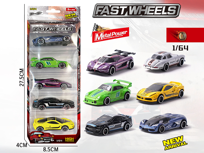 1:64 Slide Alloy Cars 5pcs