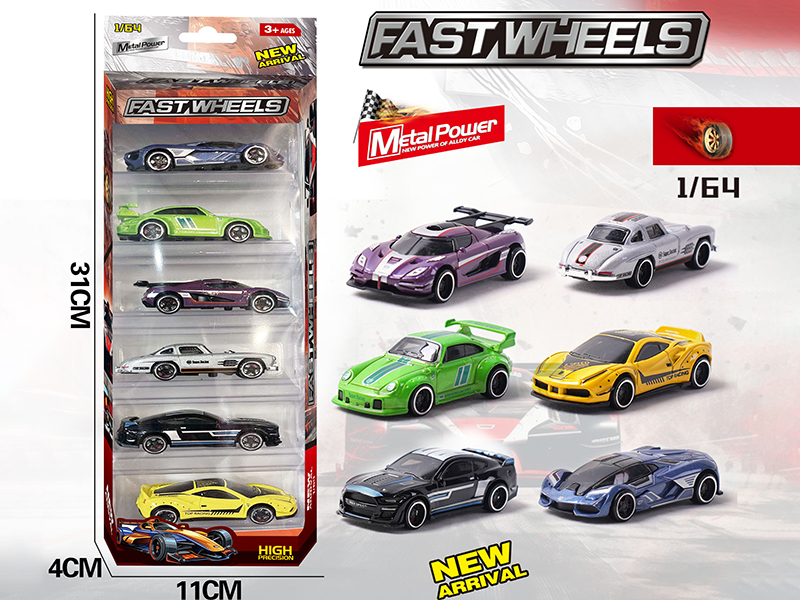 1:64 Slide Alloy Cars 6pcs
