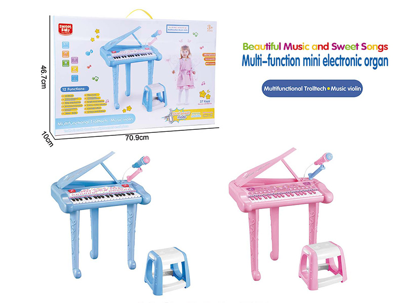 Multifunctional 37-Key Electronic Organ With Microphone, Chair