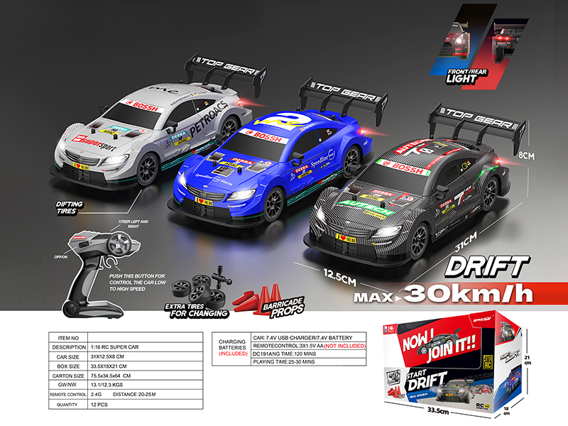 1:16 2.4G Remote Control 4WD Drift Car With Front And Rear Lights