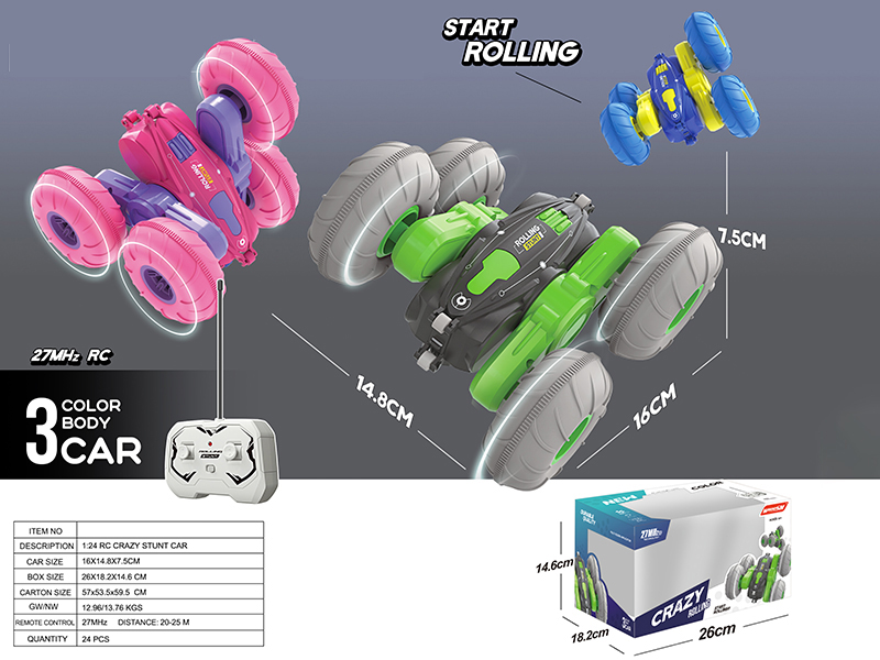 1:28 27Mhz Remote Control Double-Sided Stunt Car