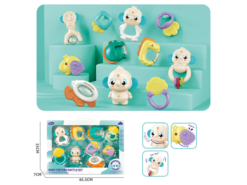 Baby Teether Rattles Set 9PCS