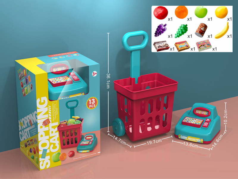 Shopping Cart With Cashier Supermarket