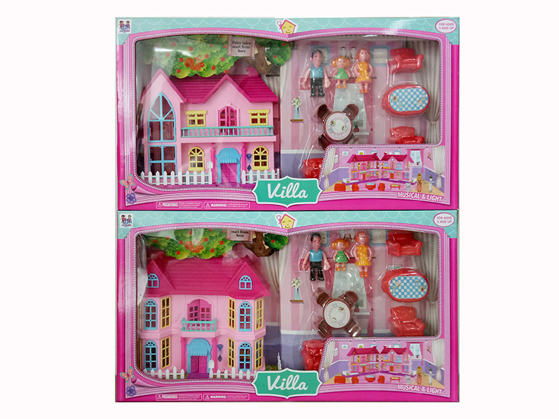 Villa Toys With Lights + 3 Dolls