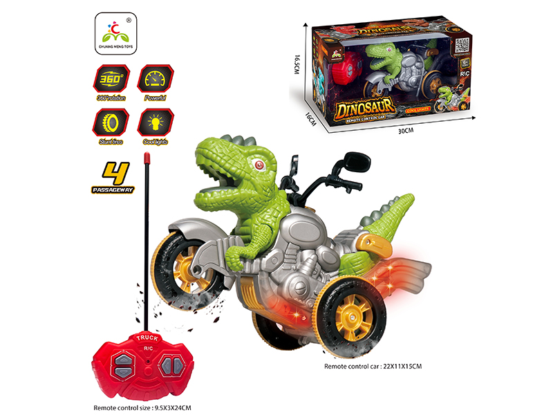 IR Remote Control Dinosaur Motorcycle - Green Tyrannosaurus Rex