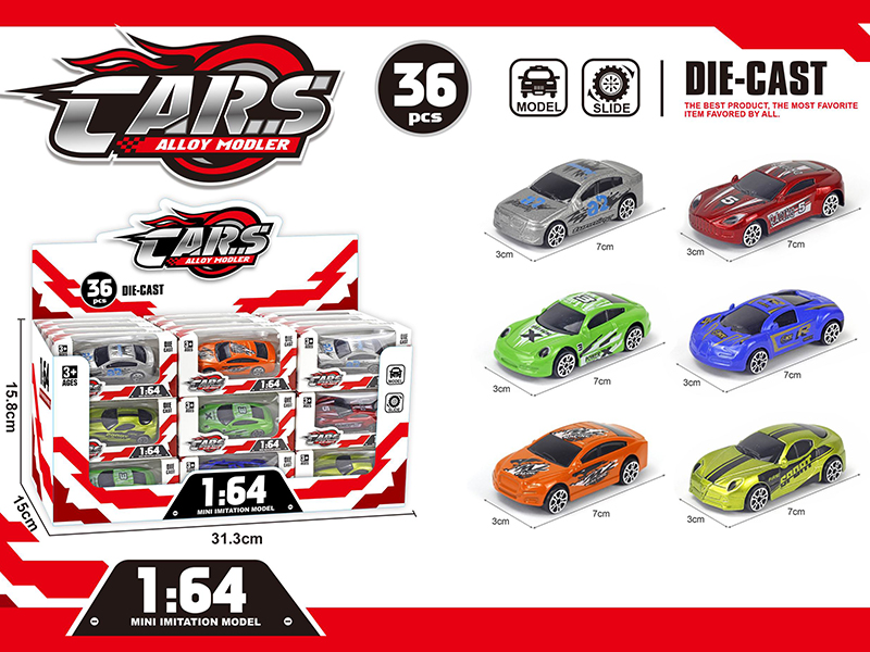 Alloy Slide Racing Cars 36pcs