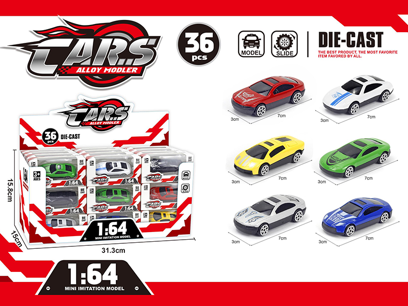 Alloy Slide Racing Cars 36pcs