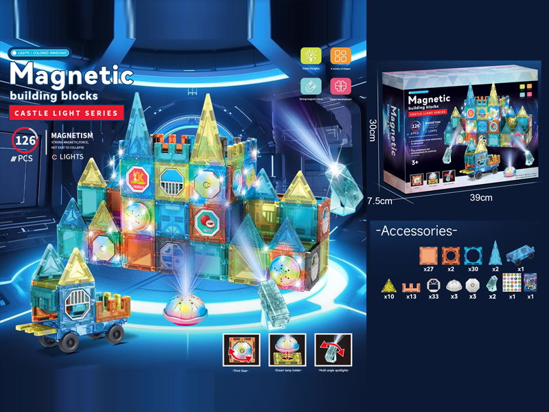 126PCS Castle Lighting Magnetic Tile Building Block