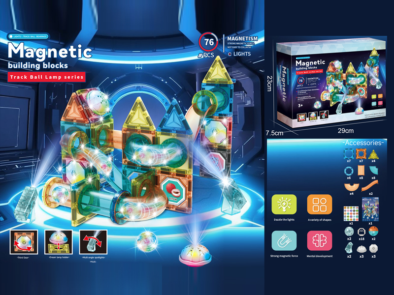 76PCS Castle Lighting Magnetic Tile Building Block