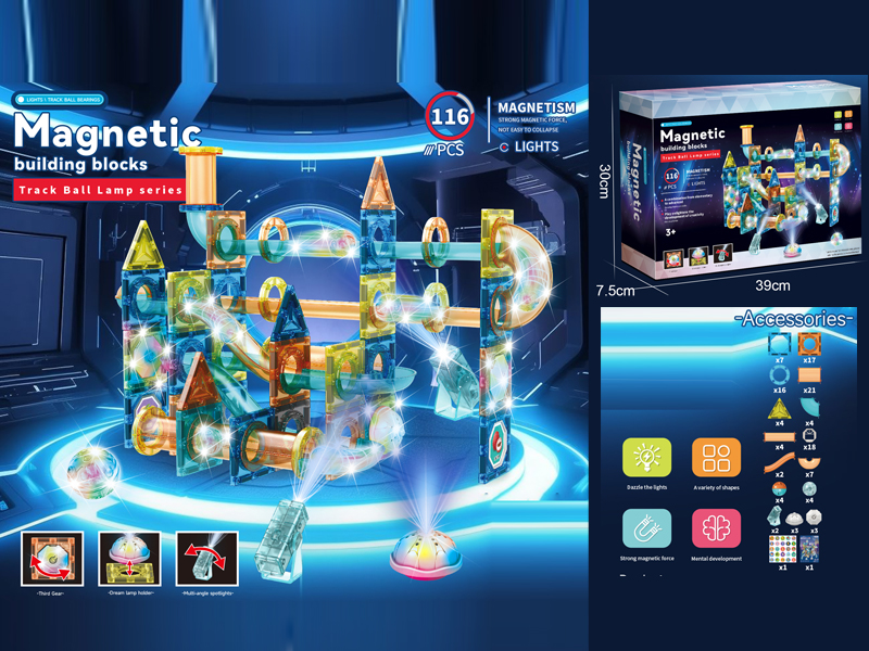 116PCS Castle Lighting Magnetic Tile Building Block