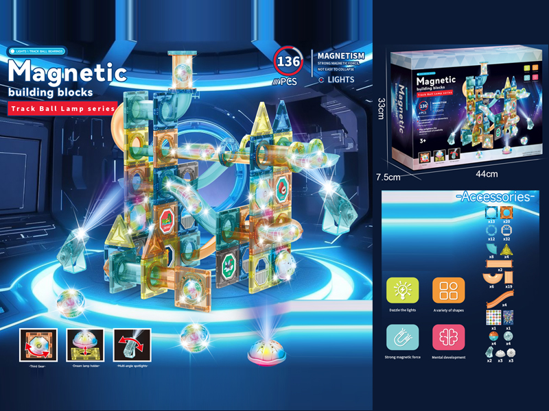 136PCS Castle Lighting Magnetic Tile Building Block