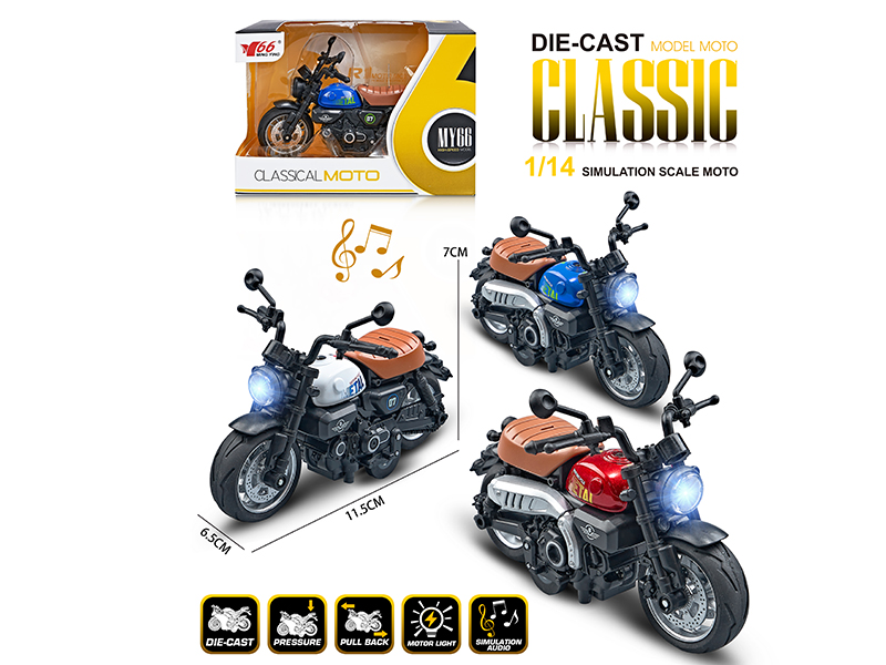 1:14 Alloy Pull Back Honda Monkey Motorcycle With Lights And Music