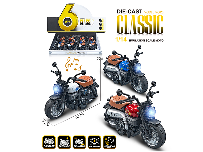 1:14 Alloy Pull Back Honda Monkey Motorcycle With Lights And Music 12pcs