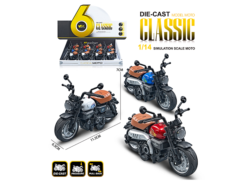 1:14 Alloy Pull Back Honda Monkey Motorcycle 12pcs