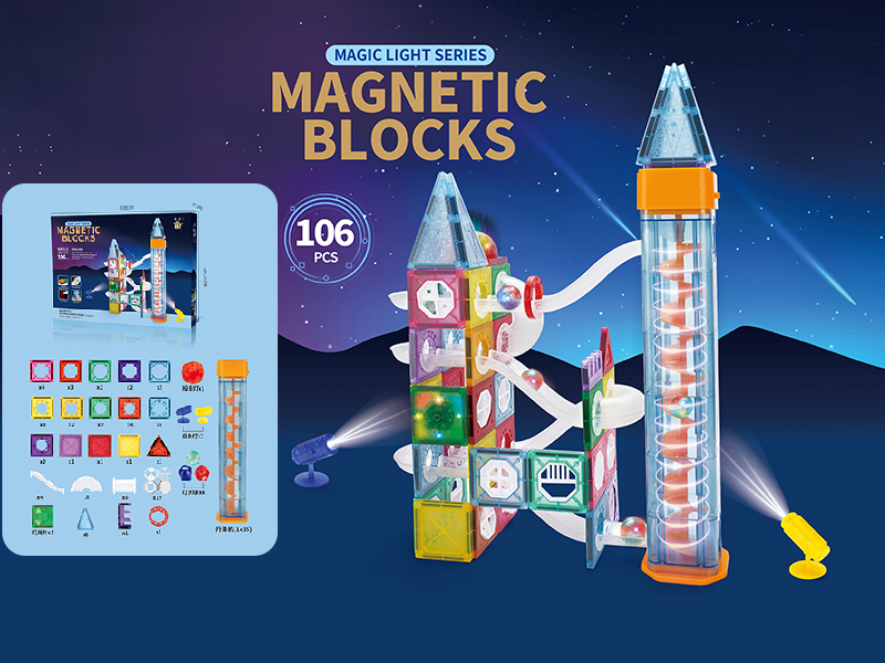 B/O Pipeline Park Magnetic Building Blocks With Lights 106pcs