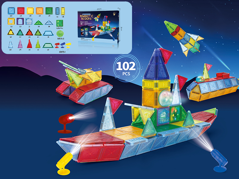 Magnetic Building Blocks With Lights 102pcs