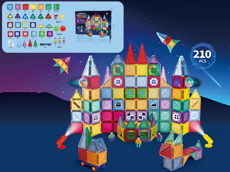 Magnetic Building Blocks With Lights 210pcs