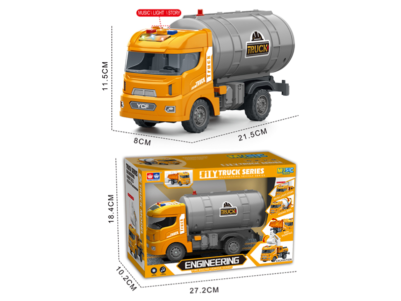 Friction Engineering Vehicles With Light And Music(Oil Tank Truck)