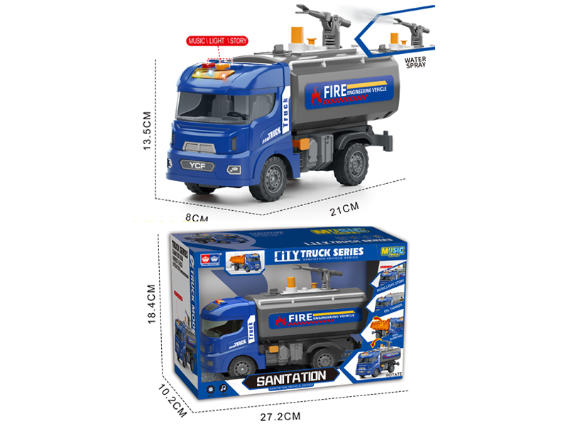 Friction Environmental Sanitation Vehicle With Light And Music(Sprinkler Truck)