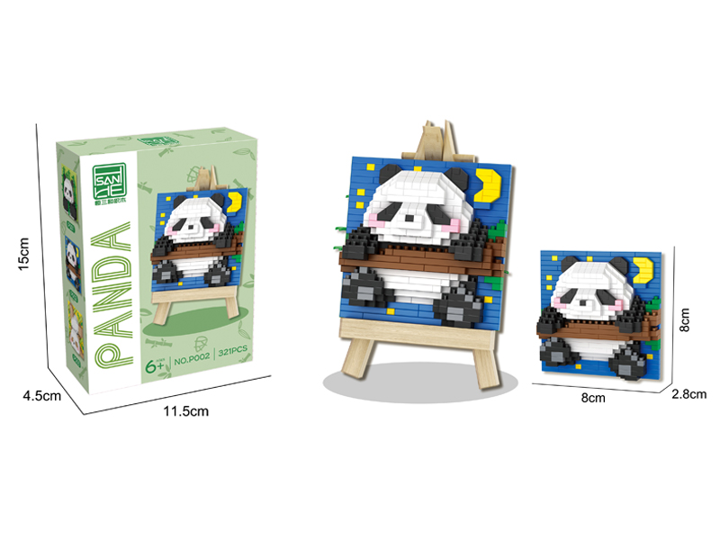 321PCS Panda Building Block Easel
