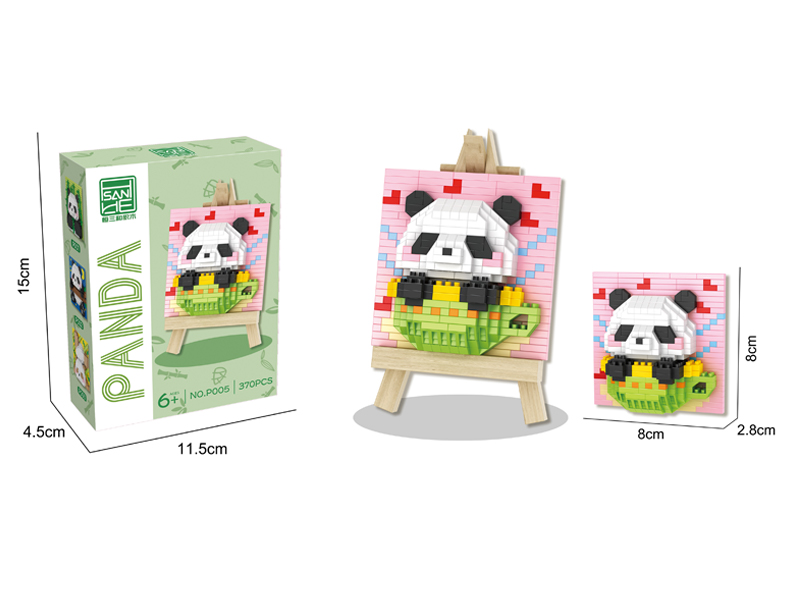370PCS Panda Building Block Easel