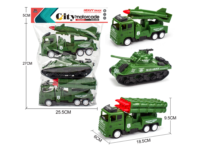 Friction Military Vehicle 3PCS