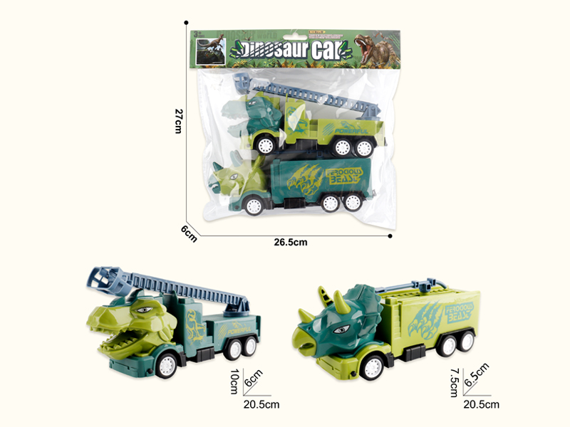 Friction Dinosaur Fire Truck 2PCS