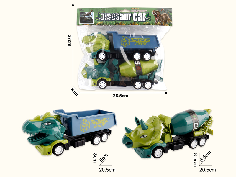 Friction Dinosaur Cement Truck/Dongfeng Car 2PCS